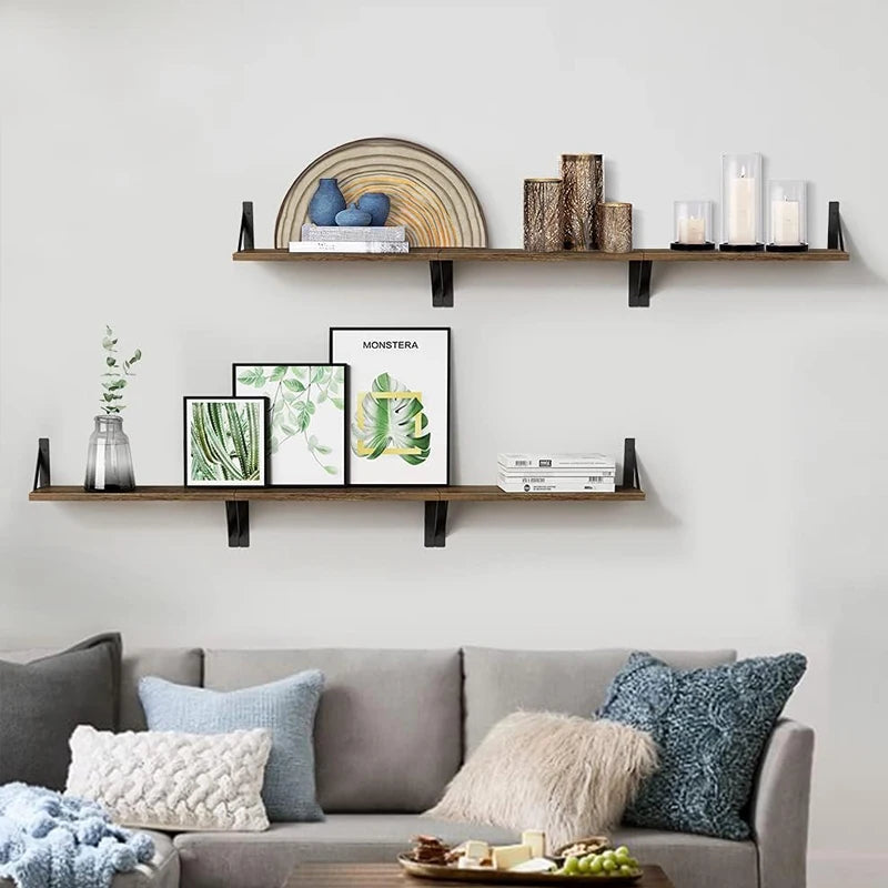 Floating Wooden Shelves - Wall Storage & Display Rack