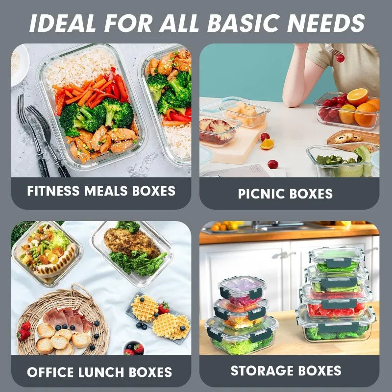 30 Pieces Glass Meal Prep Containers Set – Stackable Glass Food Storage Containers with Lids, Airtight Glass Lunch Containers