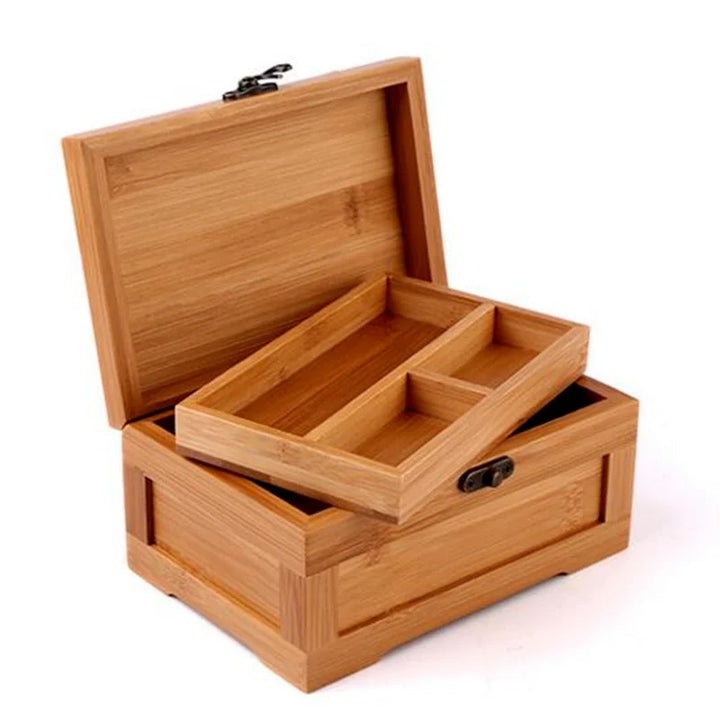 Bamboo Craft Princess Korean Jewelry Box – Wooden Jewelry Storage Box for Small Collections