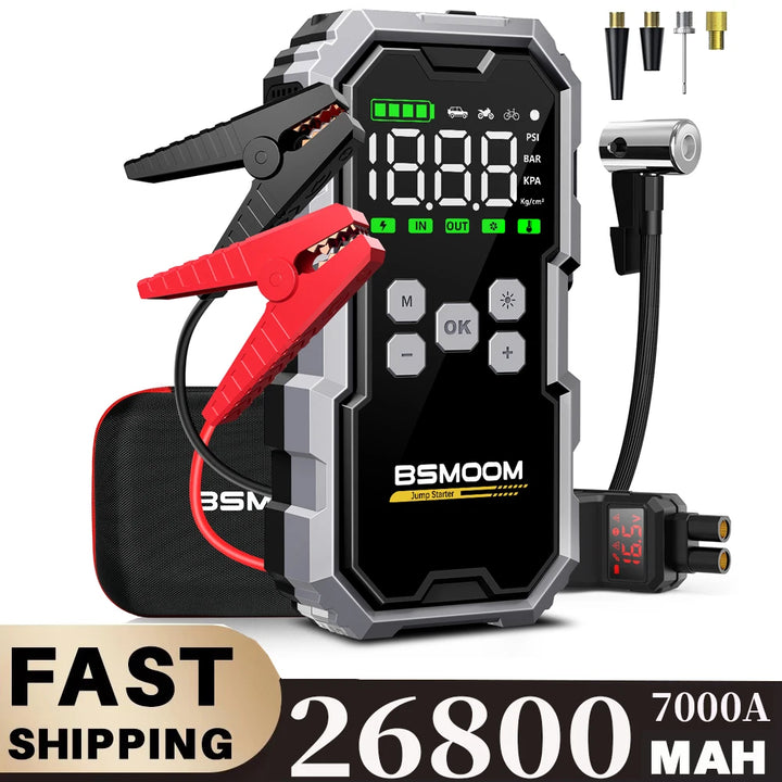 150PSI Car Jump Starter & Air Pump – 7000A Power Bank Emergency Booster