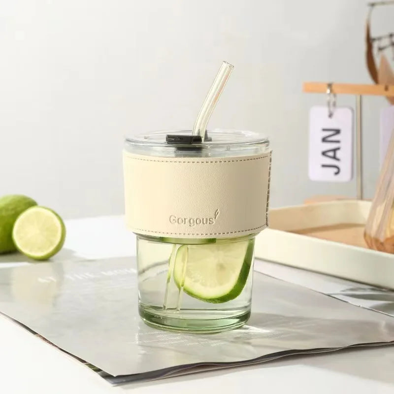 Custom Glass Cups with Lids & Straws