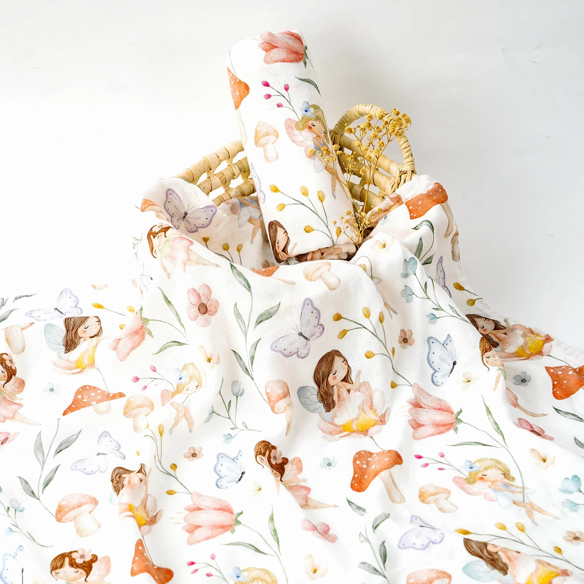 Elinfant Bamboo Cotton Muslin Swaddle Blanket – 120x110cm Baby Wrap Towel