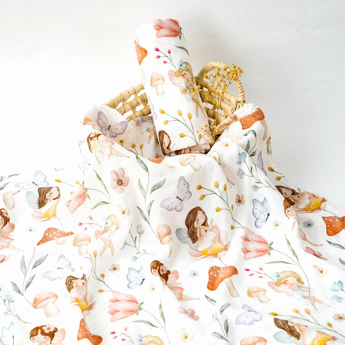 Elinfant Bamboo Cotton Muslin Swaddle Blanket – 120x110cm Baby Wrap Towel