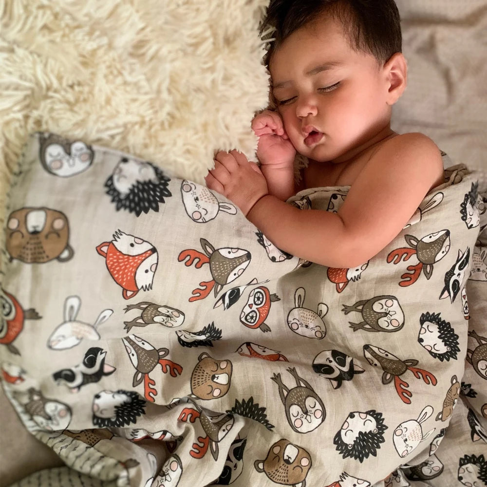 Elinfant Bamboo Cotton Muslin Swaddle Blanket – 120x110cm Baby Wrap Towel