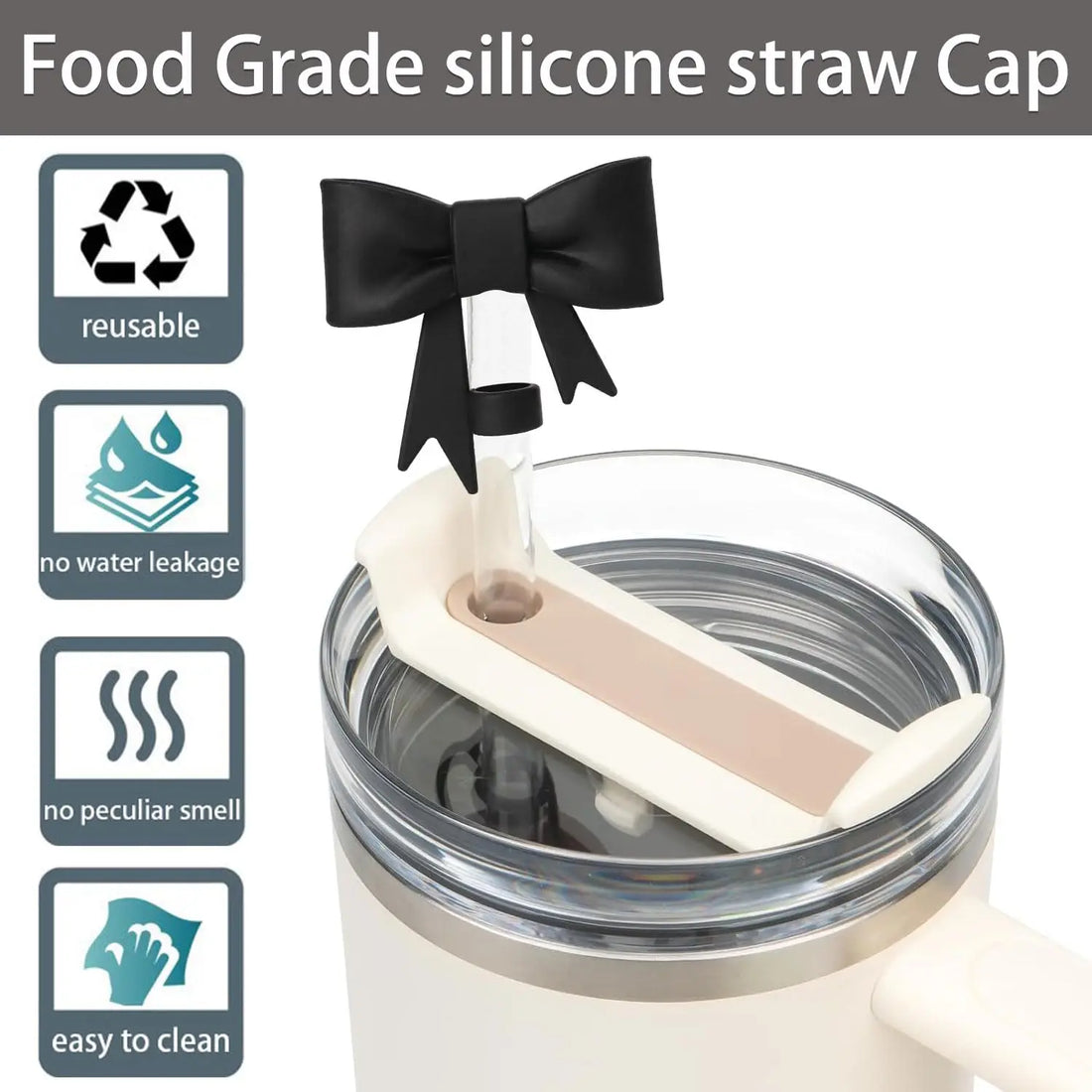 Bow Straw Cover for Stanley 40 & 30 Oz Cup – 10mm Silicone Straw Cap