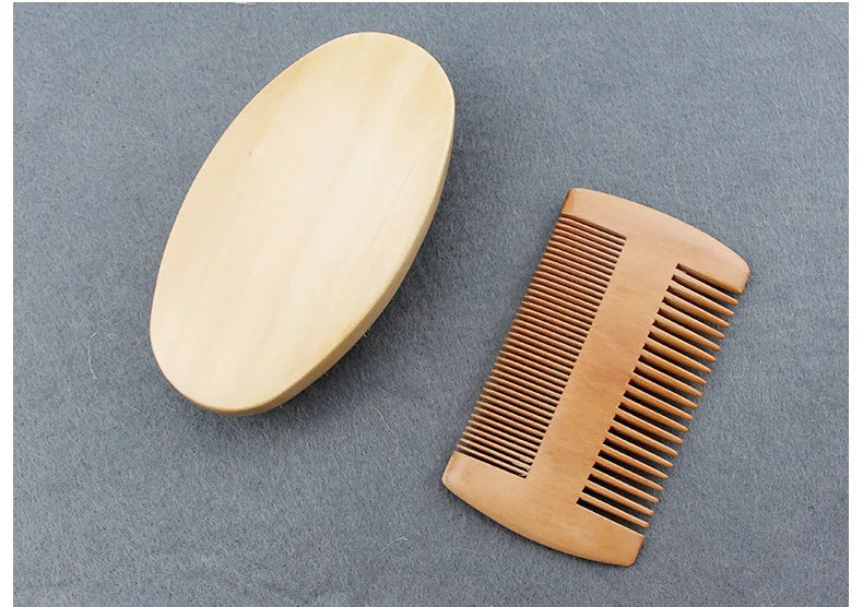 Men’s Shaving Brush Set – Boar Bristle Beard Grooming Kit with Comb & Scissors