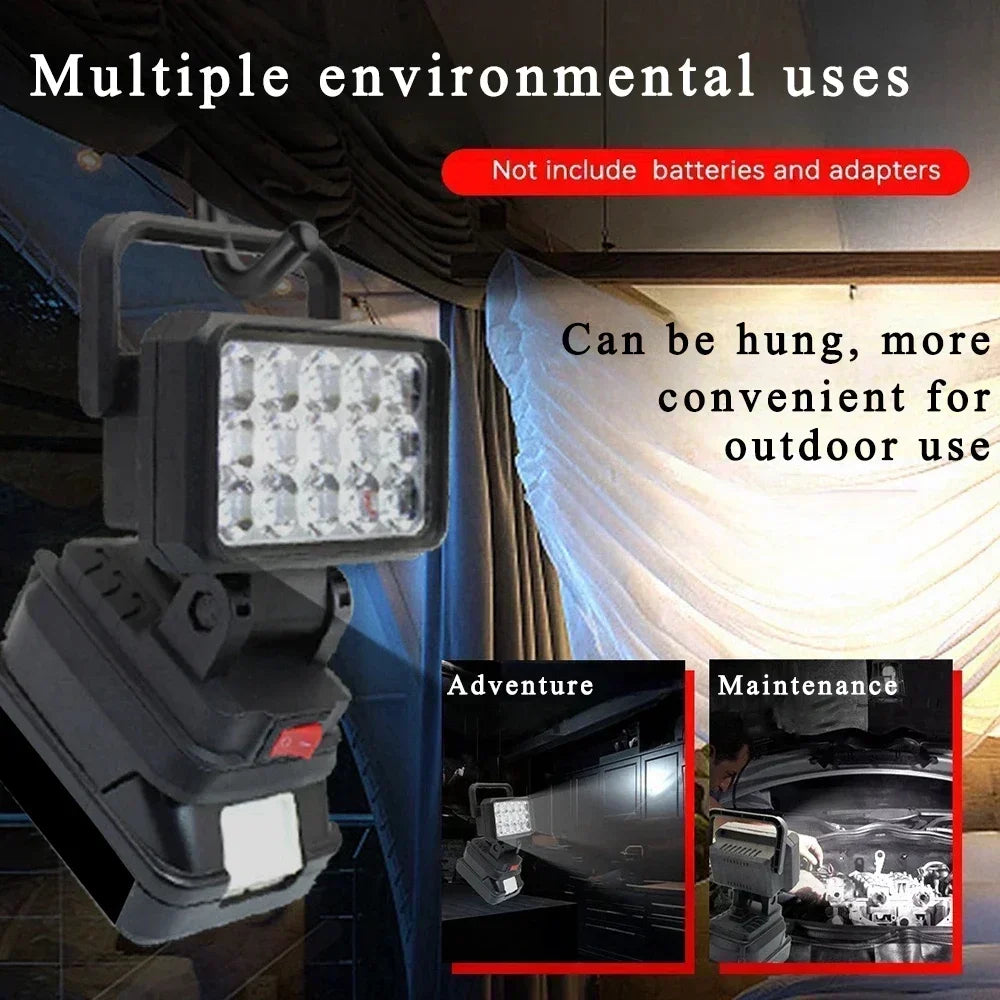 15-Bead LED Work Light – Portable Spotlight for 18V Li-ion Tool Batteries