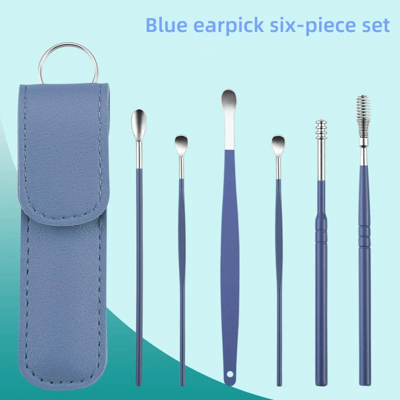 6pcs Earwax Removal Tool Set – Stainless Steel Earpick & Curette Kit