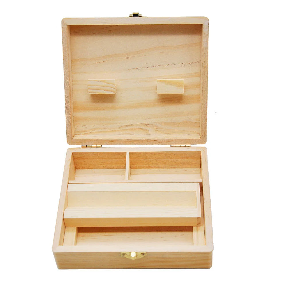 Bamboo Stash Box with Lock & Rolling Tray – Herb Storage Organizer