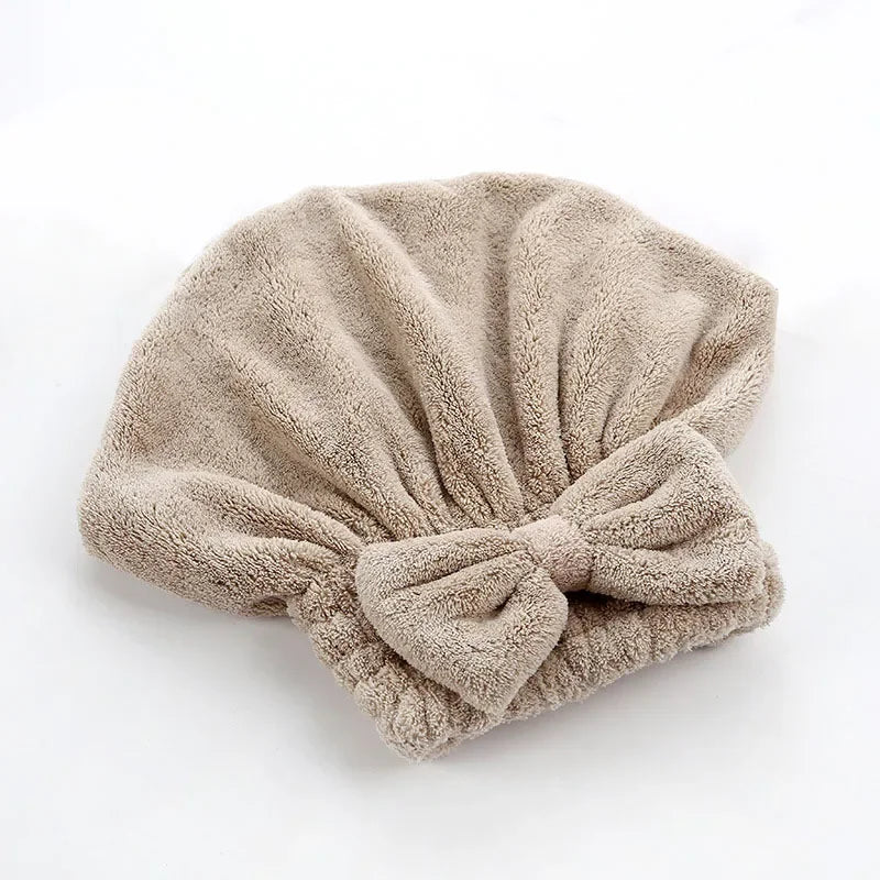 Bamboo Hair Towel Wrap – Microfiber Hair Drying Shower Turban with Bowknot