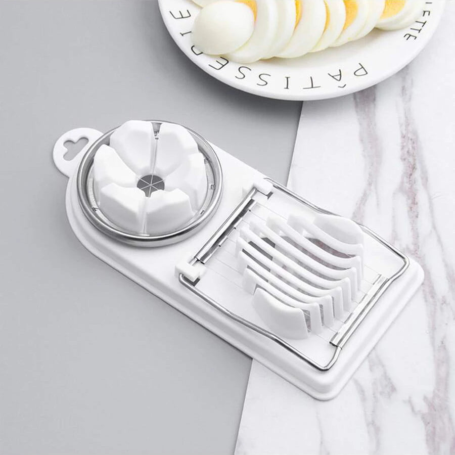 Multifunctional PP Base Egg Cutter – 2-in-1 Stainless Steel Wire Pull Egg Cutter, High-Quality Kitchen Accessory Tools