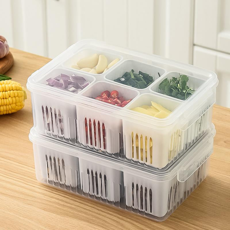 Refrigerator Food Drain Fresh-Keeping Box – Ginger, Garlic, Onion, Pepper Storage Box, Fruit & Vegetable Drain Basket