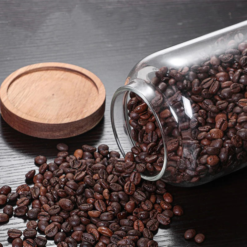 New Coffee Beans Vacuum Sealed Tank – Transparent Glass Food Storage Jar