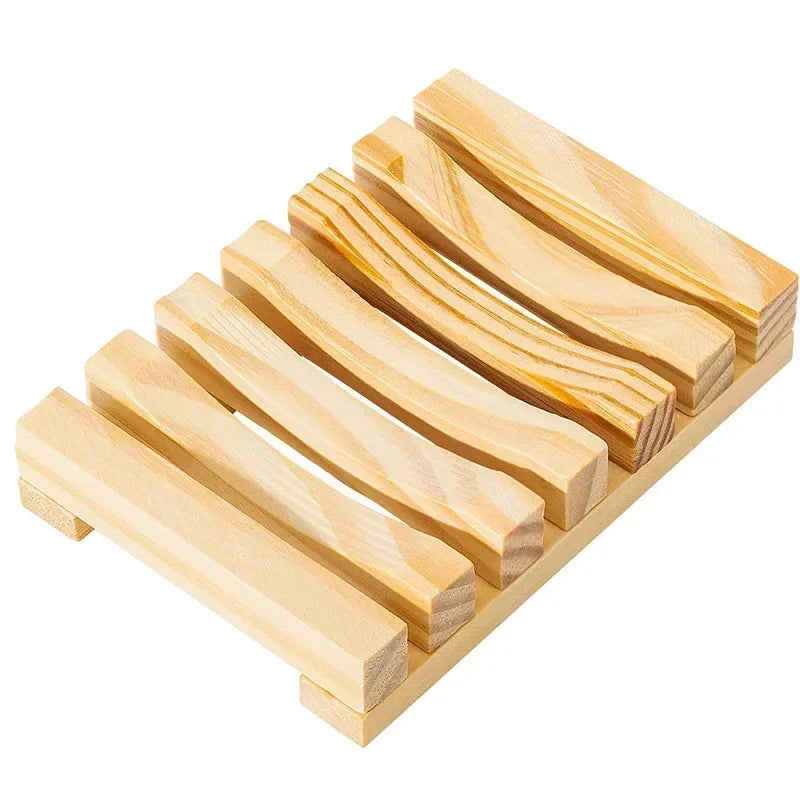 Natural Bamboo Soap Dish – Mildew-Resistant Wooden Drain Tray for Bathroom Use