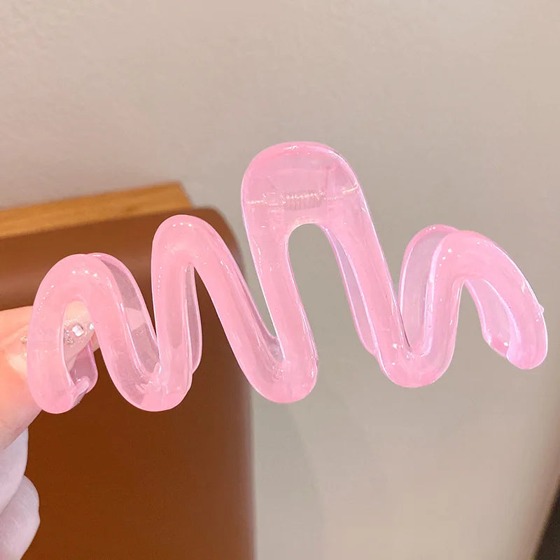 Colorful Jelly Wave Hair Claw – Korean Sweet Style Clip