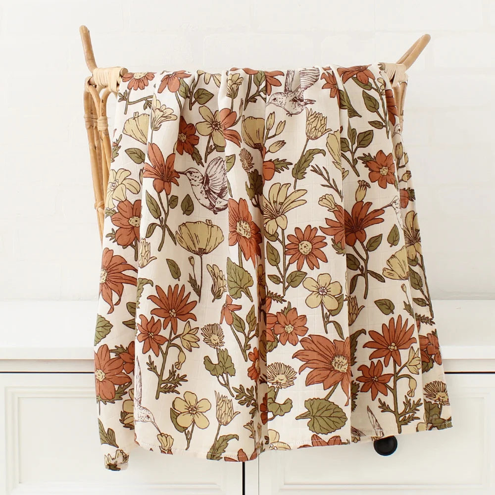 Bamboo Muslin Baby Swaddle Blanket – 120x120cm
