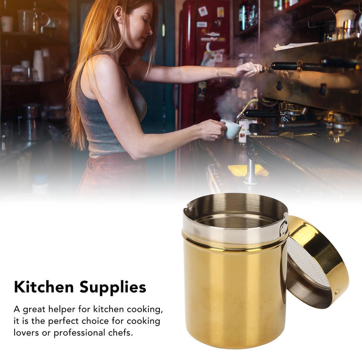 Powder Shaker – Stainless Steel Rust-Resistant Gold Fine Mesh Powder Sugar Shaker for Kitchen