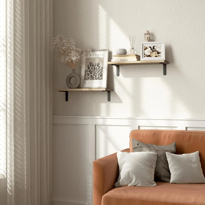 2-Piece Wooden Floating Wall Shelves – Decorative Storage for Bathroom, Bedroom & Living Room