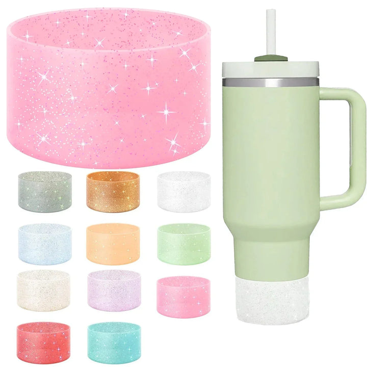 Silicone Glitter Bottle Bottom Sleeve – Anti-Slip Tumbler Cup Protector
