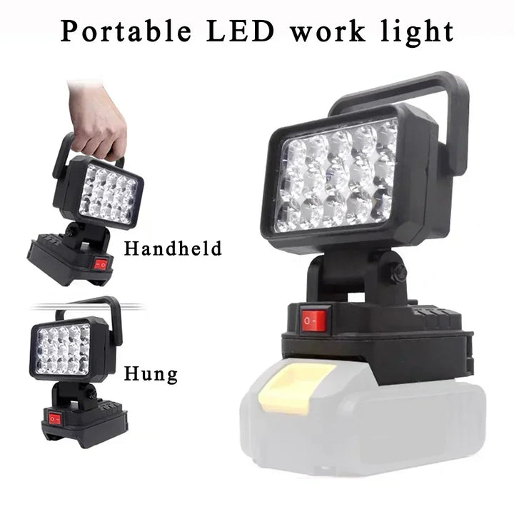 15-Bead LED Work Light – Portable Spotlight for 18V Li-ion Tool Batteries