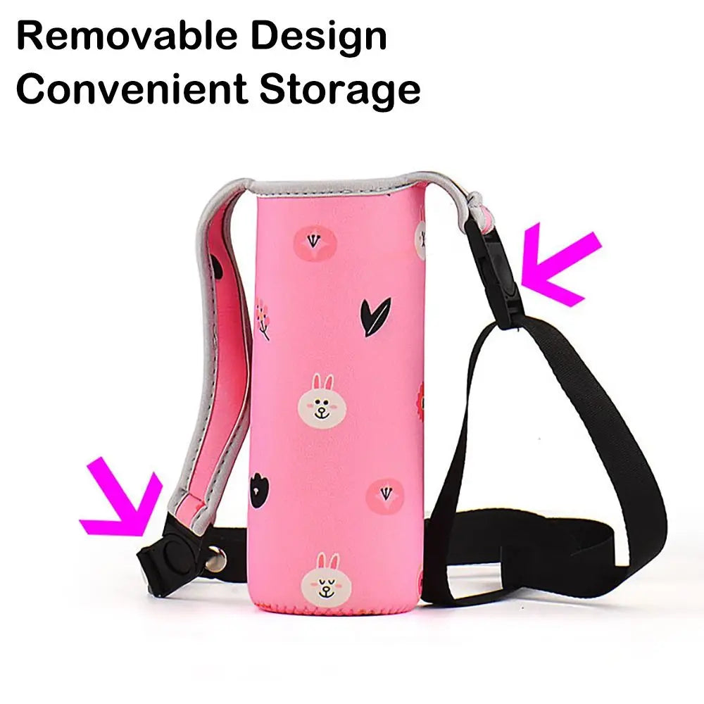 Portable Water Bottle Sleeve with Shoulder Strap – Insulated Pouch for Sports & Camping