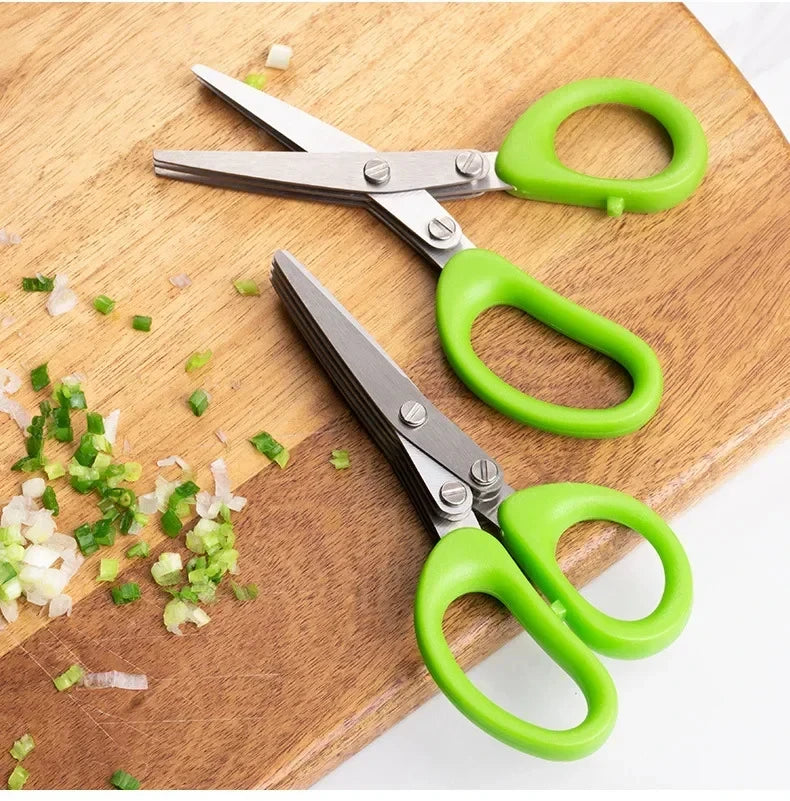 Multi-Functional Stainless Steel 3/5-Layer Kitchen Scissors – Pepper, Scallion, Laver Cutting & Chopping Cooking Tool