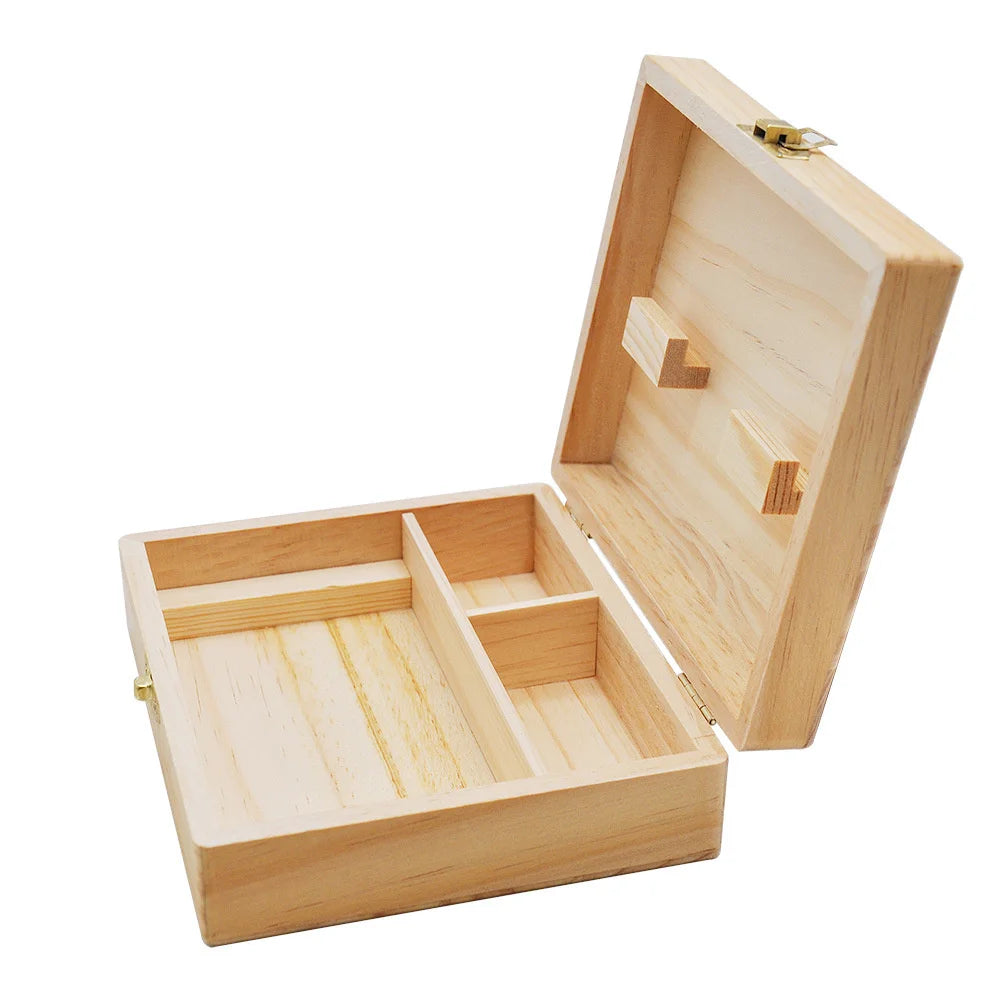 Bamboo Stash Box with Lock & Rolling Tray – Herb Storage Organizer