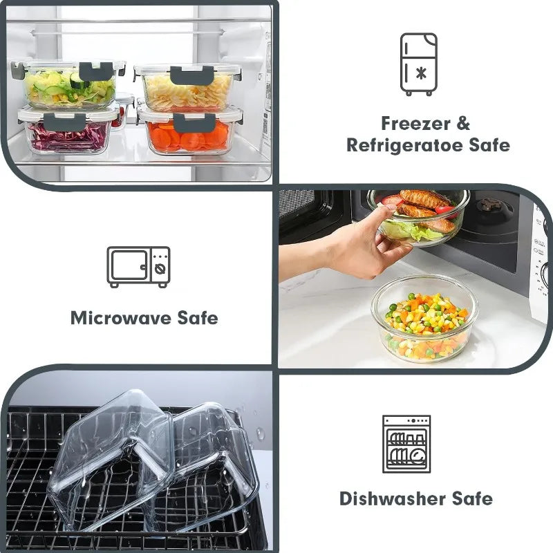 30 Pieces Glass Meal Prep Containers Set – Stackable Glass Food Storage Containers with Lids, Airtight Glass Lunch Containers