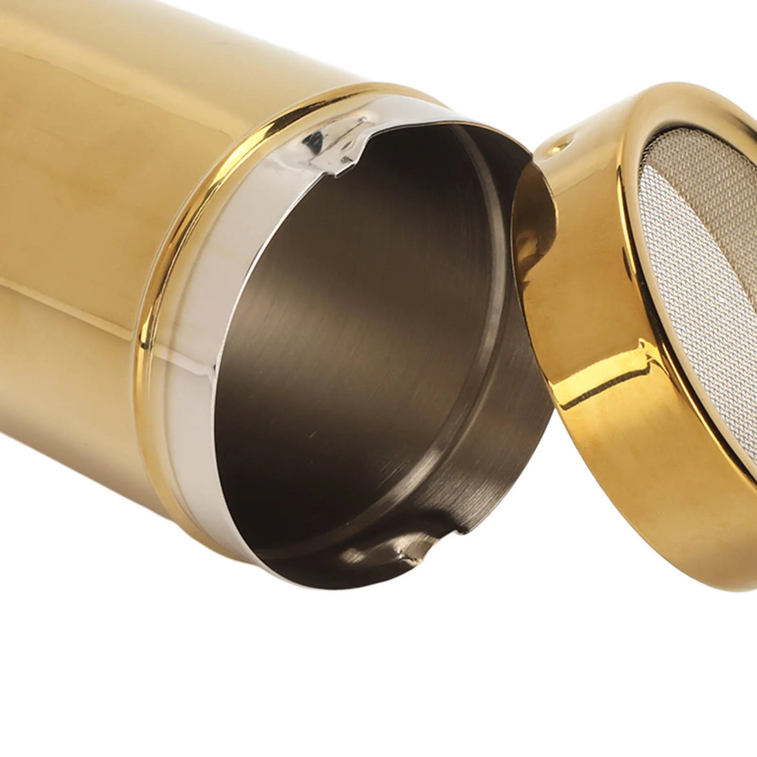 Powder Shaker – Stainless Steel Rust-Resistant Gold Fine Mesh Powder Sugar Shaker for Kitchen
