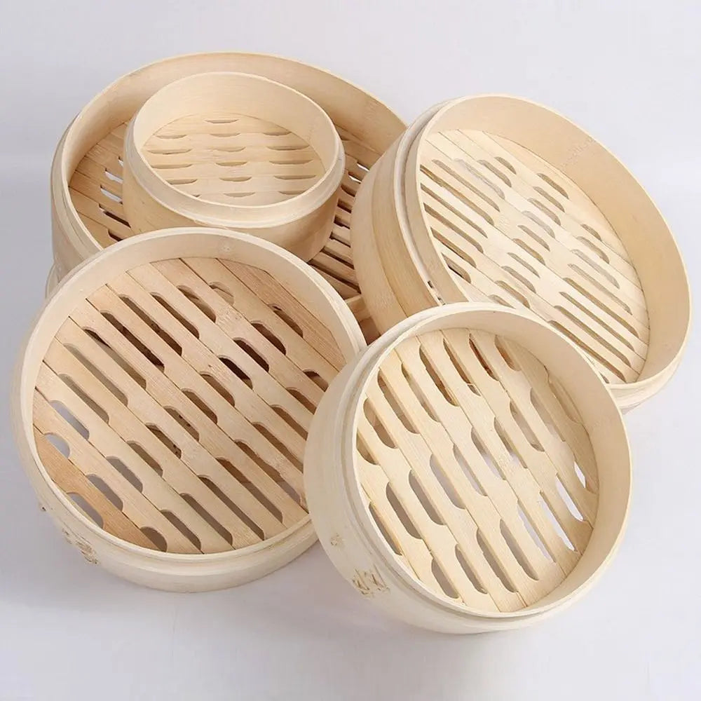 Bamboo Steamer Basket with Lid for Dumplings & Bao Buns
