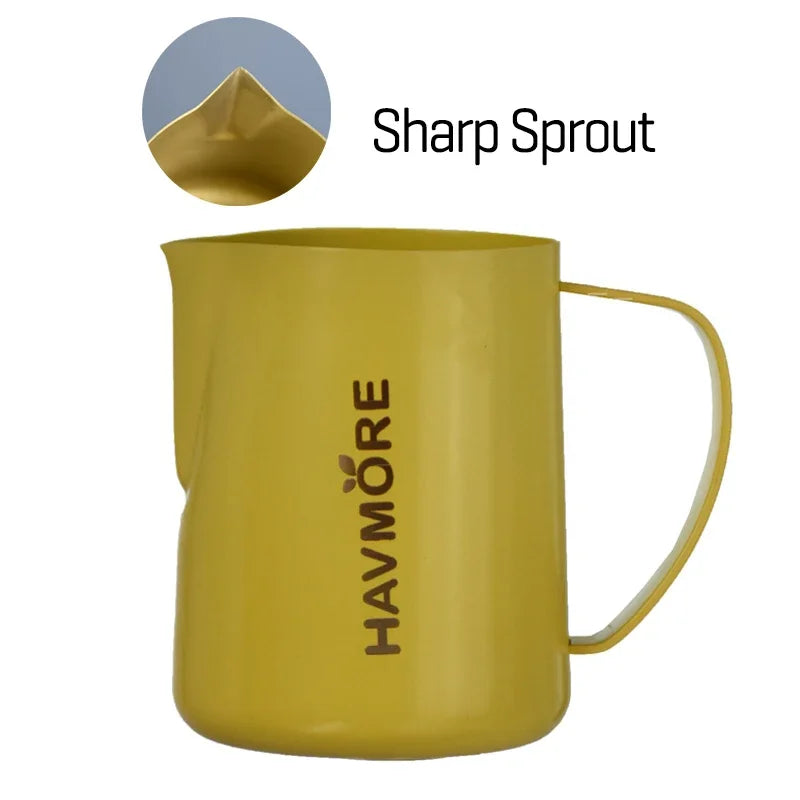 350/600ML Milk Jug Pull Flower Cup – Coffee, Cappuccino Milk Steaming Frothing Pitcher, Stainless Steel Non-Stick Milk Pot