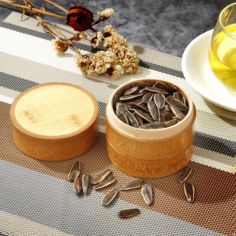 Natural Bamboo Food Storage Box – Eco-Friendly Tea, Nut, and Spice Storage Canister