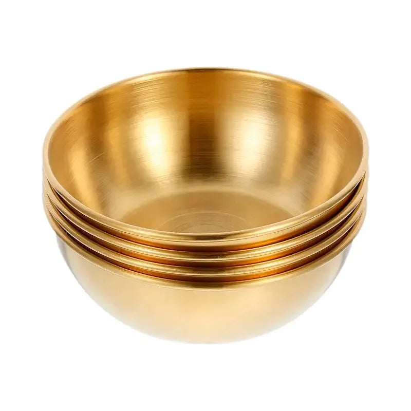 4PCS/2PCS Stainless Steel Golden Sauce Dishes – Appetizer, Seasoning, and Serving Dishes Set, Spice Plates, Kitchen Tableware