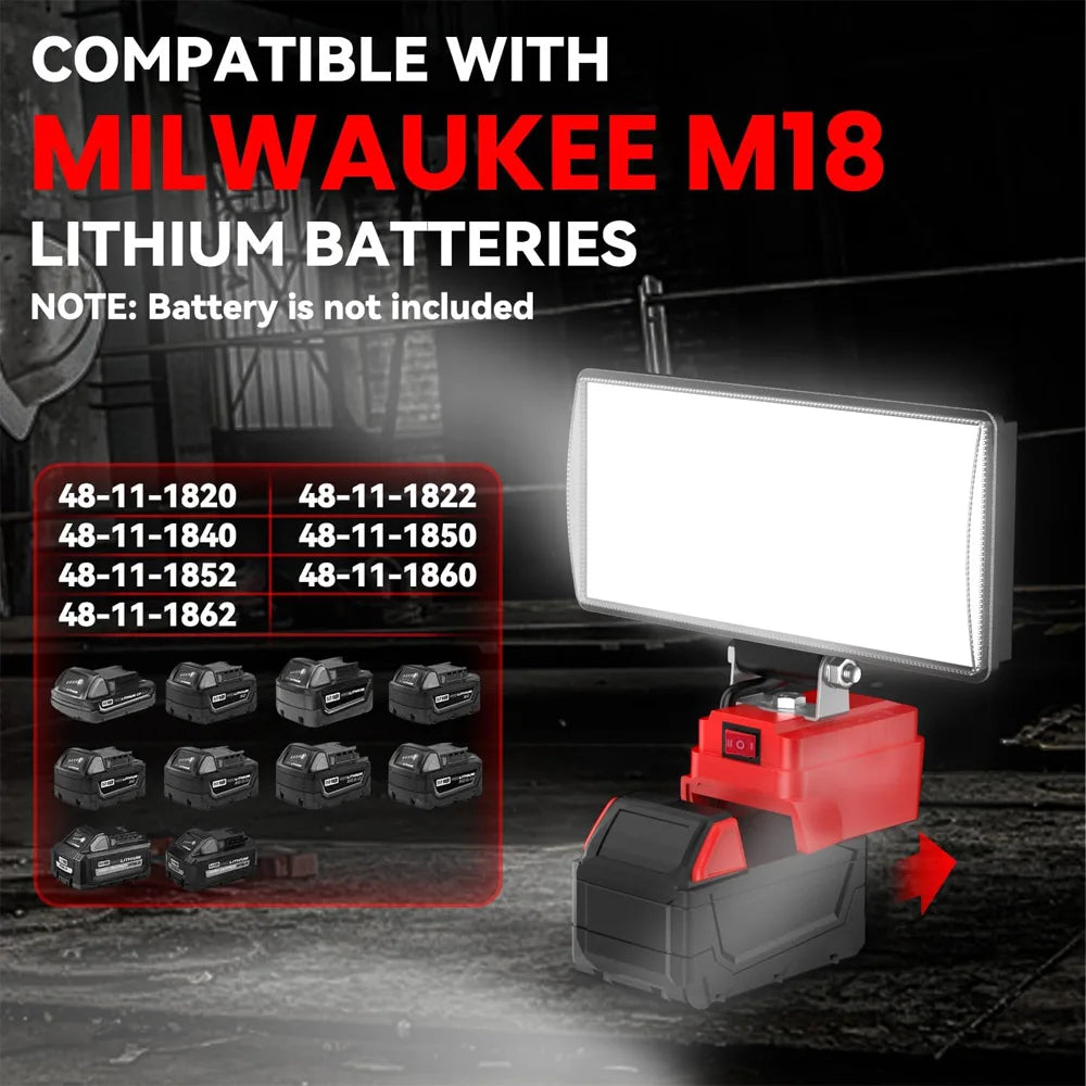 LED Work Light for Milwaukee 18V Battery – Portable Flood Lamp (4/5/8 inch)