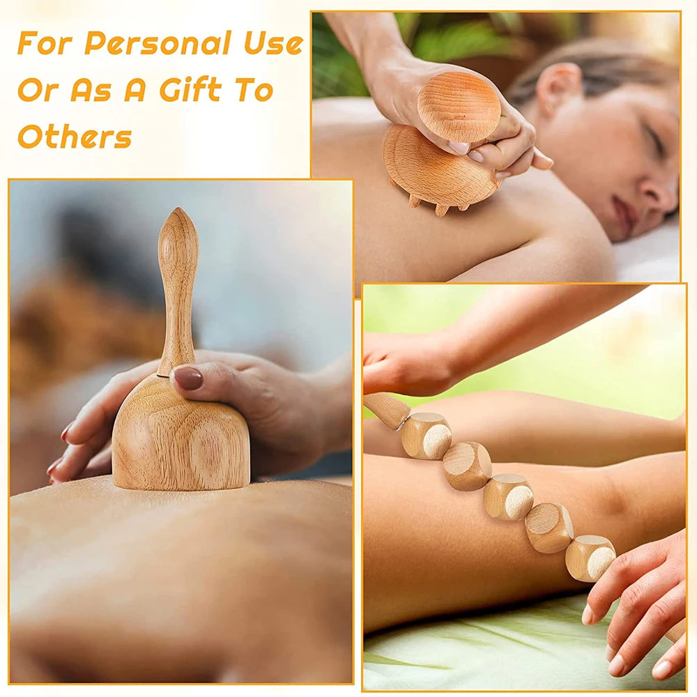 Wood Therapy Massager – Anti-Cellulite Gua Sha Tool, Deep Tissue Relaxation & Body/Face Lifting Roller, Maderoterapia Massage Tool