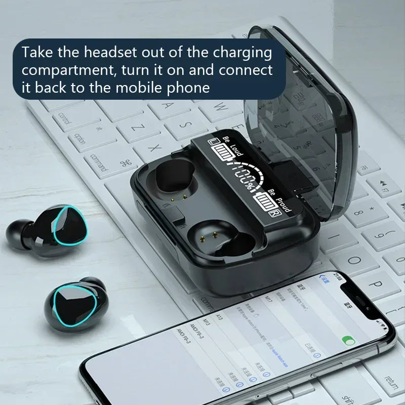M10 Wireless Bluetooth Earbuds – LED Display, HiFi Stereo, Waterproof Gaming Headset