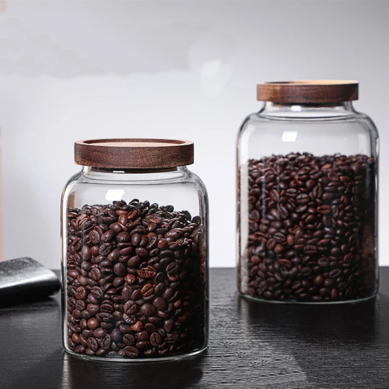 New Coffee Beans Vacuum Sealed Tank – Transparent Glass Food Storage Jar