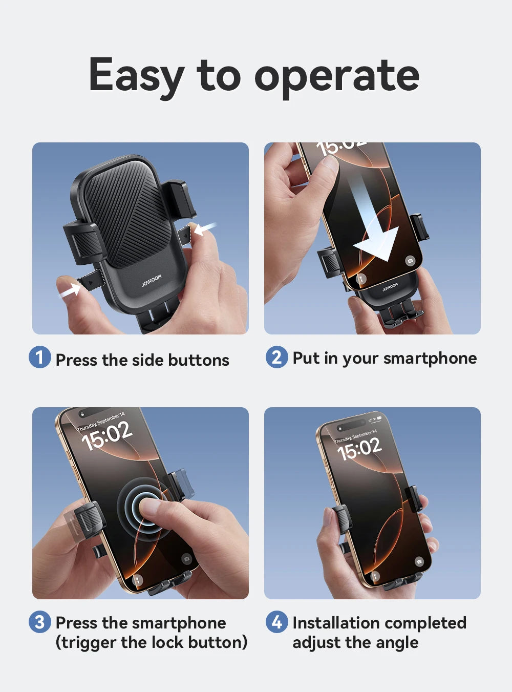 Joyroom Car Phone Holder – Air Vent Mount with 360° Rotation for iPhone, Samsung, Xiaomi, Huawei