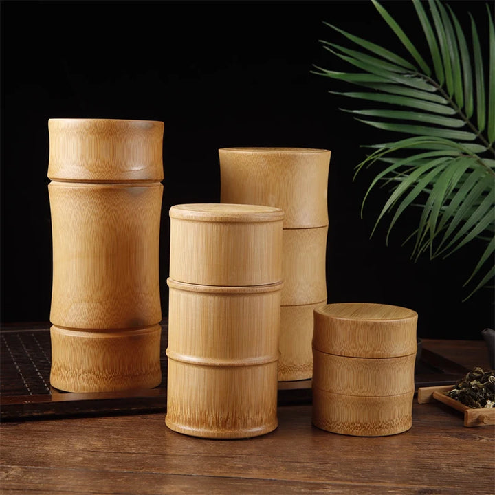Natural Bamboo Food Storage Box – Eco-Friendly Tea, Nut, and Spice Storage Canister