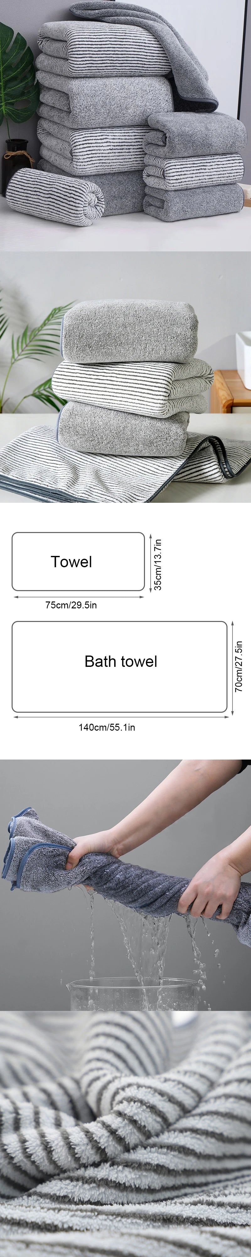 Bamboo Charcoal Coral Velvet Bath Towel – Super Absorbent