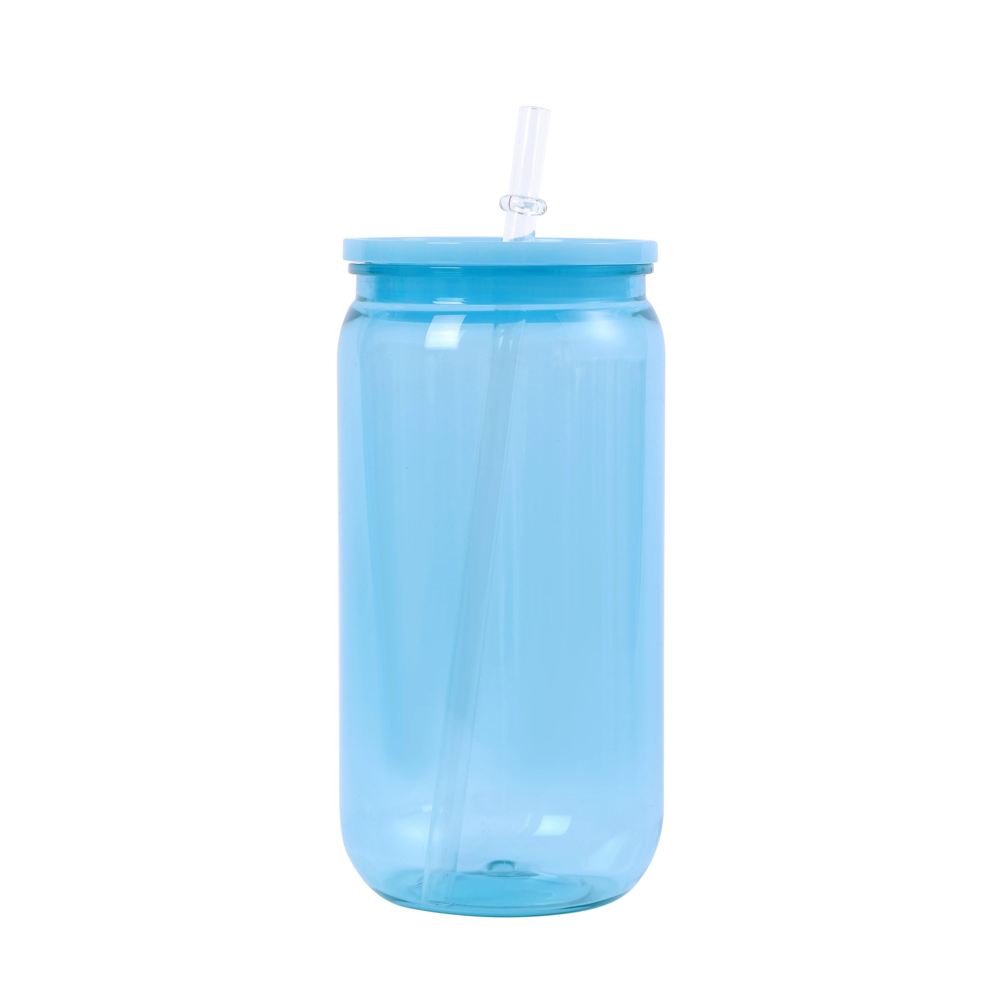16oz Transparent Plastic Cup with Colorful Lid & Straw – Durable Drink Tumbler for Milk, Juice, Coffee