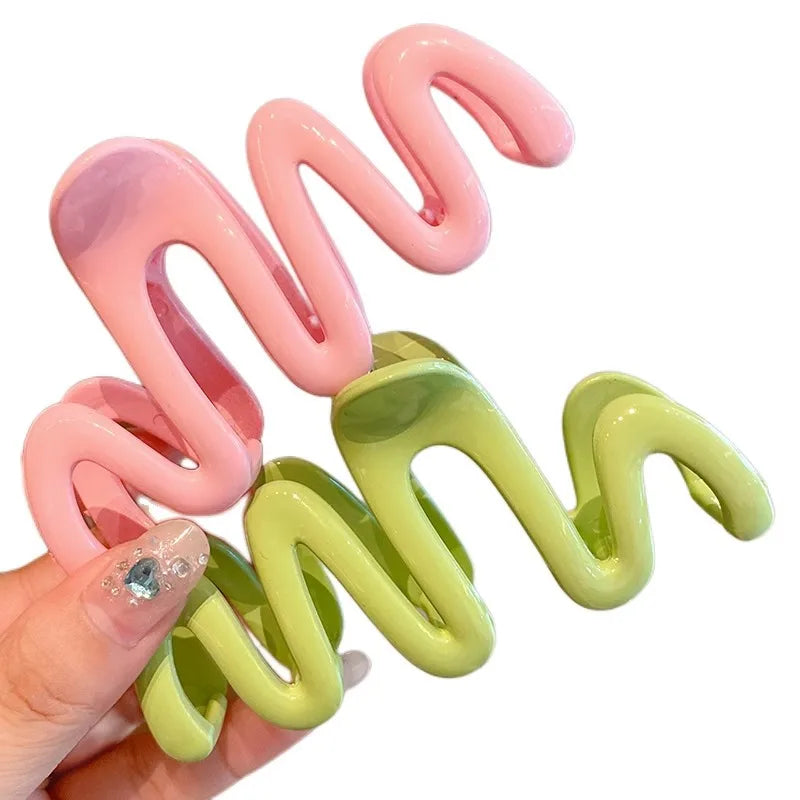 Colorful Jelly Wave Hair Claw – Korean Sweet Style Clip