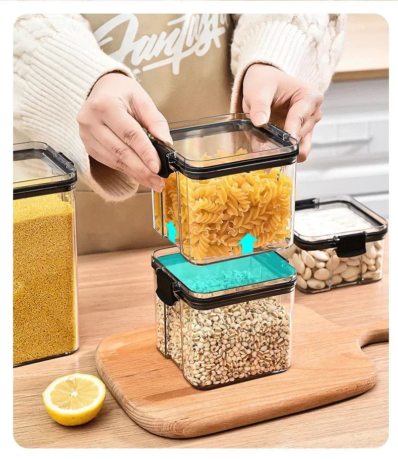 460-1800ML Set Kitchen Stackable Sealed Jars – Plastic Food Storage Box, Multigrain Tank Bottle, Dried Fruit & Tea Storage Containers