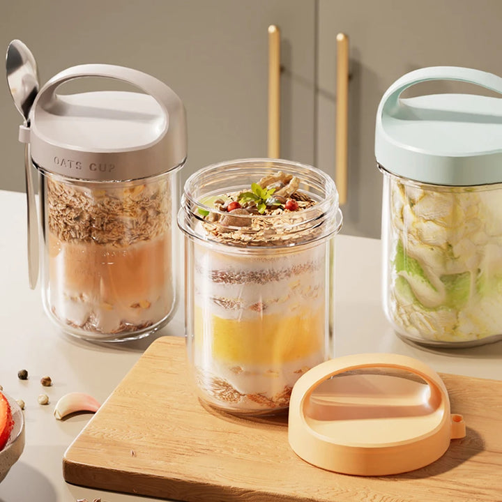 430ML New Breakfast Cup – Oatmeal, Cereal, Nut, Yogurt, and Salad Container with Lid & Spoon