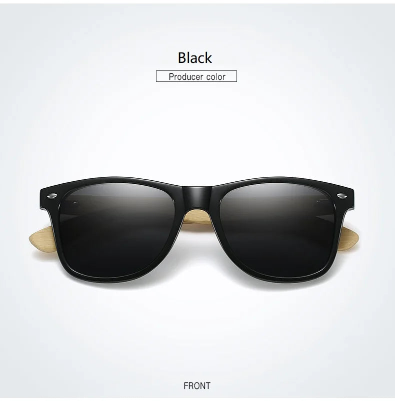 Fashion Bamboo Wood Vintage Square Sunglasses – Men & Women Luxury Brand Designer Sun Glasses, Wooden Driving & Fishing UV400 Eyewear