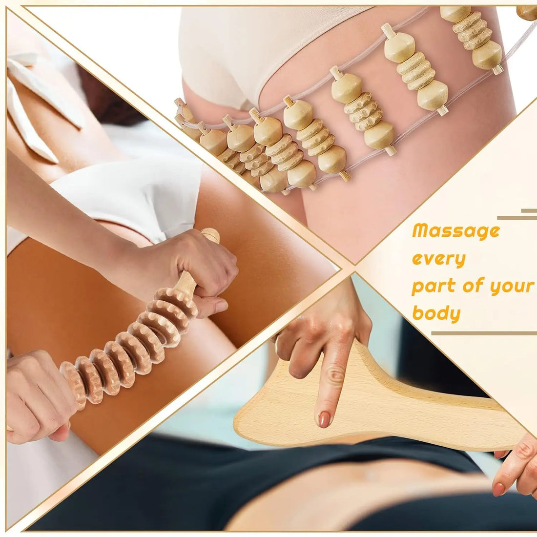 Wood Therapy Massager – Anti-Cellulite Gua Sha Tool, Deep Tissue Relaxation & Body/Face Lifting Roller, Maderoterapia Massage Tool