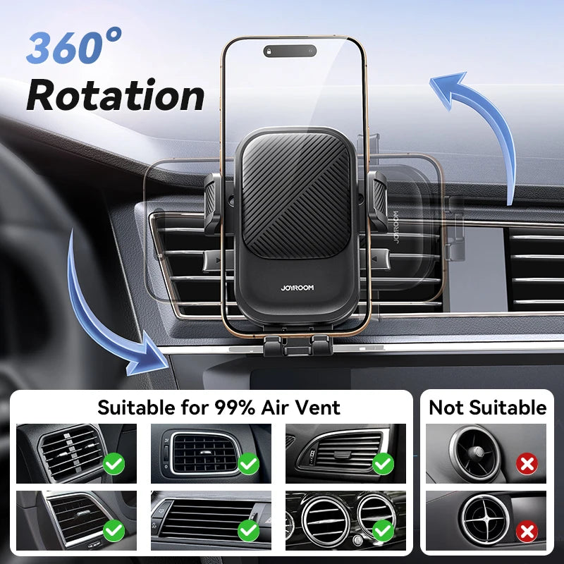 Joyroom Car Phone Holder – Air Vent Mount with 360° Rotation for iPhone, Samsung, Xiaomi, Huawei