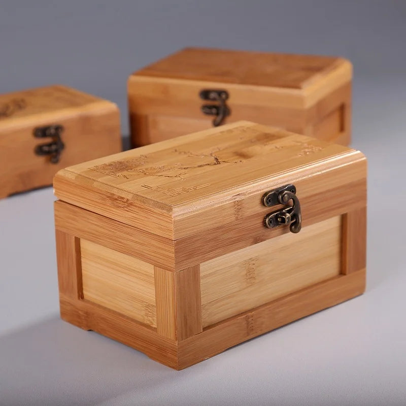 Bamboo Craft Princess Korean Jewelry Box – Wooden Jewelry Storage Box for Small Collections