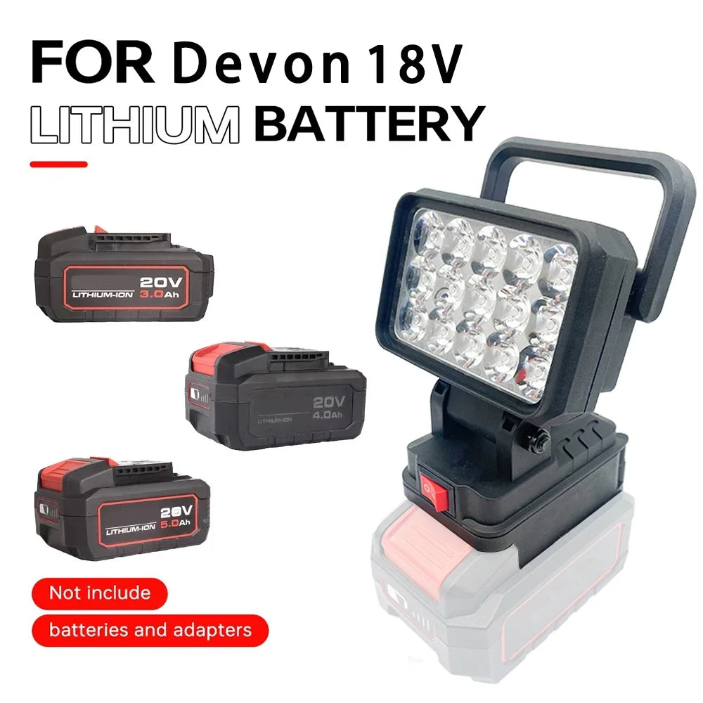 15-Bead LED Work Light – Portable Spotlight for 18V Li-ion Tool Batteries