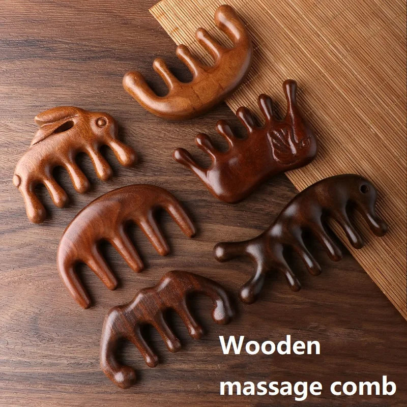 Wooden Massage Comb – Scalp & Head Oil Massager, Hair Comb Tool (AMS01)